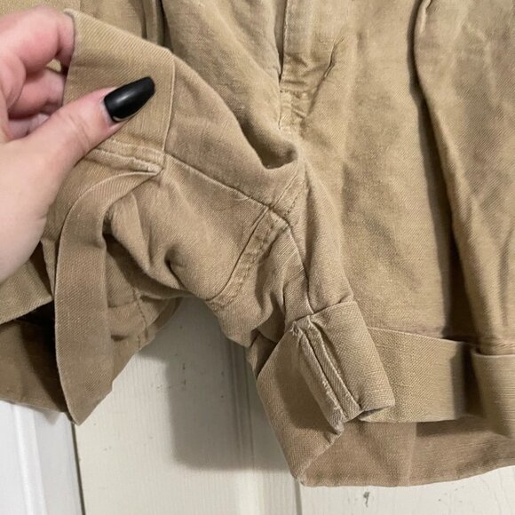 Banana Republic Womens Tan Linen Cotton Pockets Cuffed Mid Rise Shorts Size 6 - Picture 9 of 10
